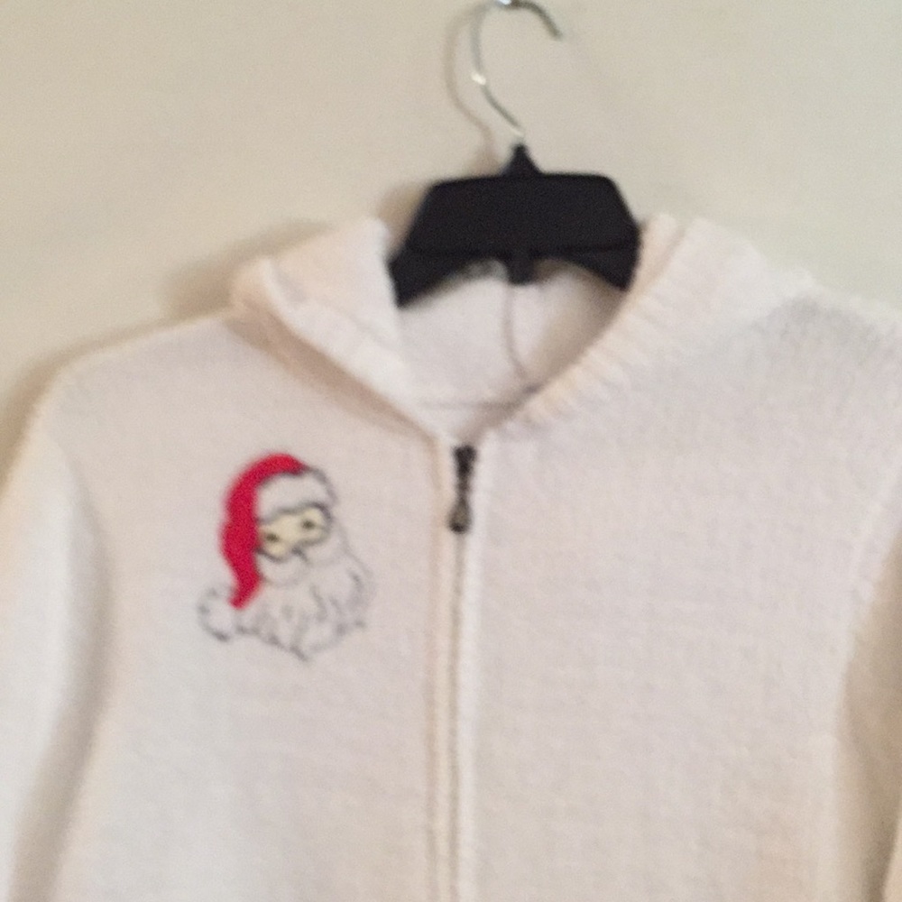 Hooded chenille Santa zip up sweater